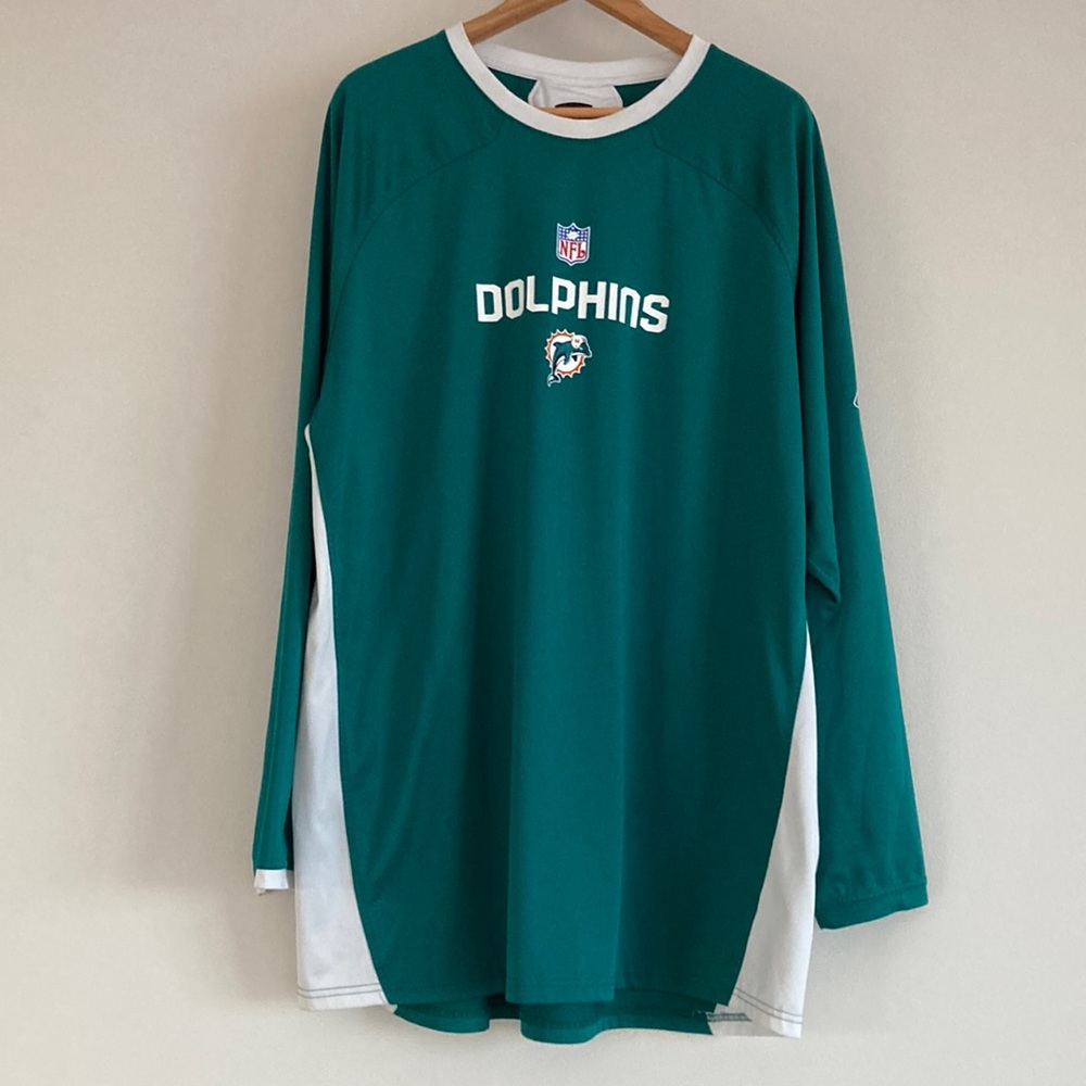 Men’s Reebok Miami Dolphins PlayDry Long Sleeve Jersey Top- Size 2XL